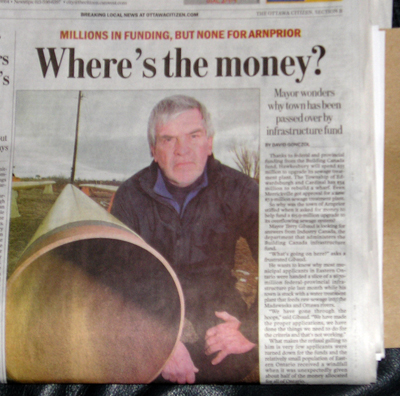 Arnprior's Mayor on the cover of the "City" section 